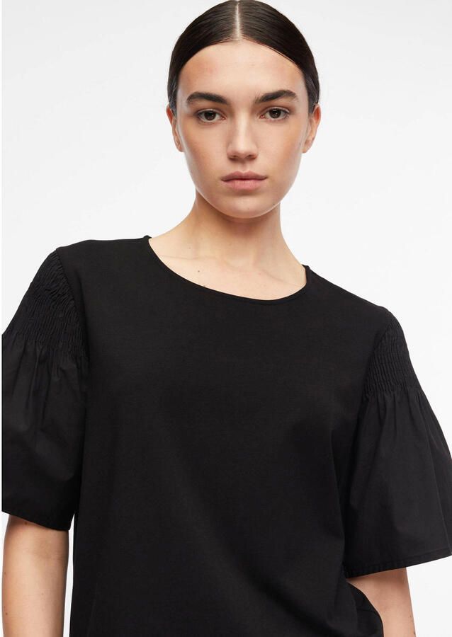 Comma regular fit T-shirt met smokdetail - Foto 2