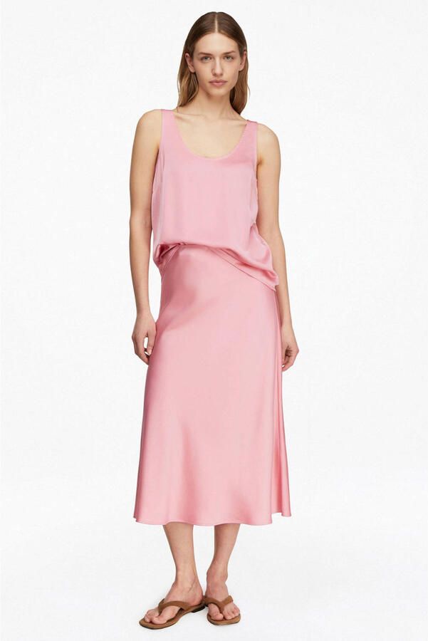 Comma satijnen midi rok roze
