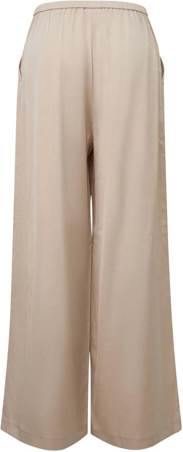 Comma satijnen wide leg regular waist casual broek beige - Foto 3