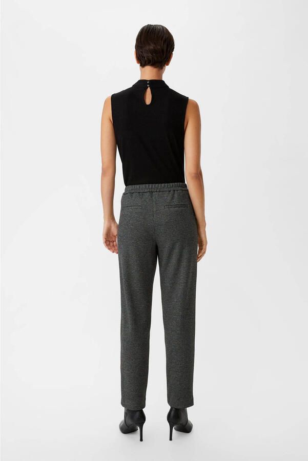 Comma straight fit pantalon met pied-de-poule zwart grijs - Foto 3