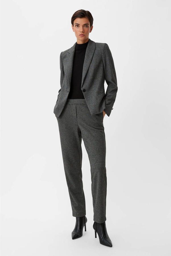 Comma straight fit pantalon met pied-de-poule zwart grijs - Foto 2