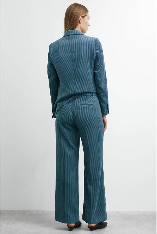 Comma straight leg corduroy broek blauw - Foto 3