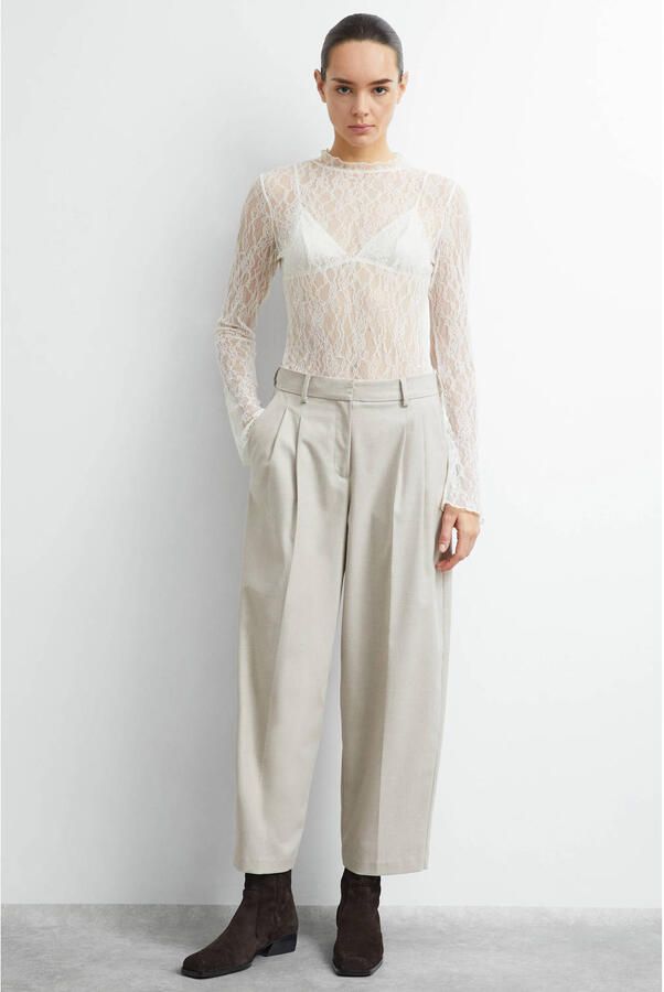Comma straight leg pantalon met plooien zand