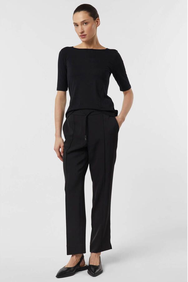 Comma straight regular waist casual broek zwart