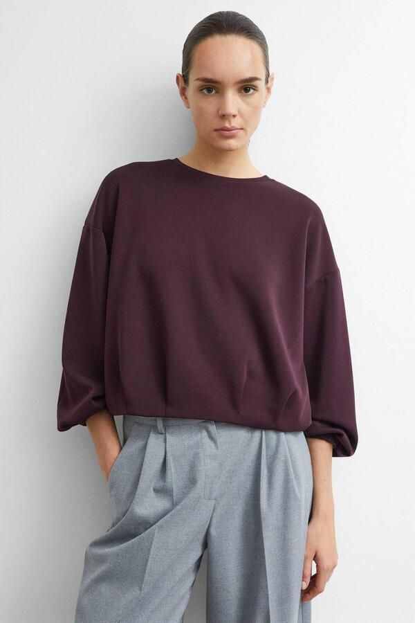 Comma sweater met plooien donkerpaars