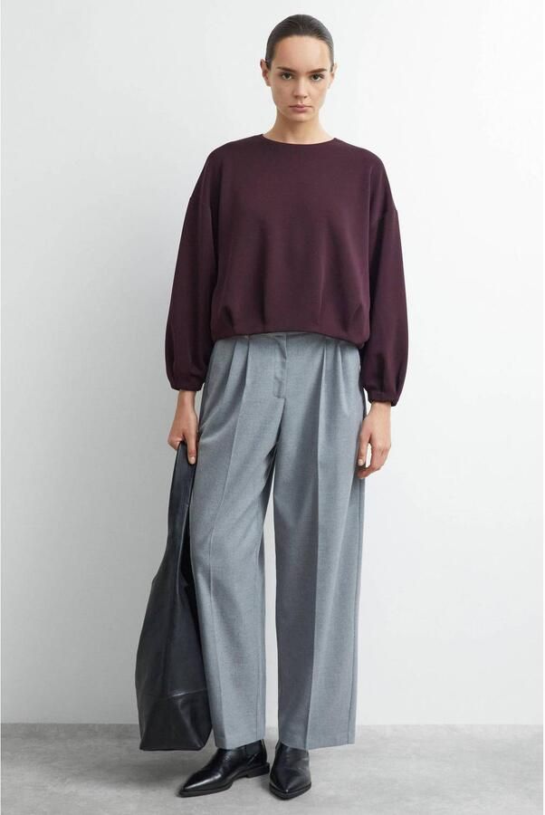 Comma sweater met plooien donkerpaars - Foto 3