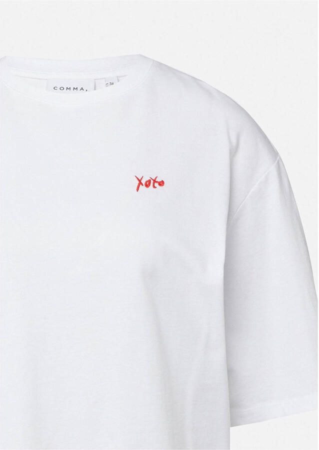 Comma Relaxed fit T-shirt met motiefstitching - Foto 2