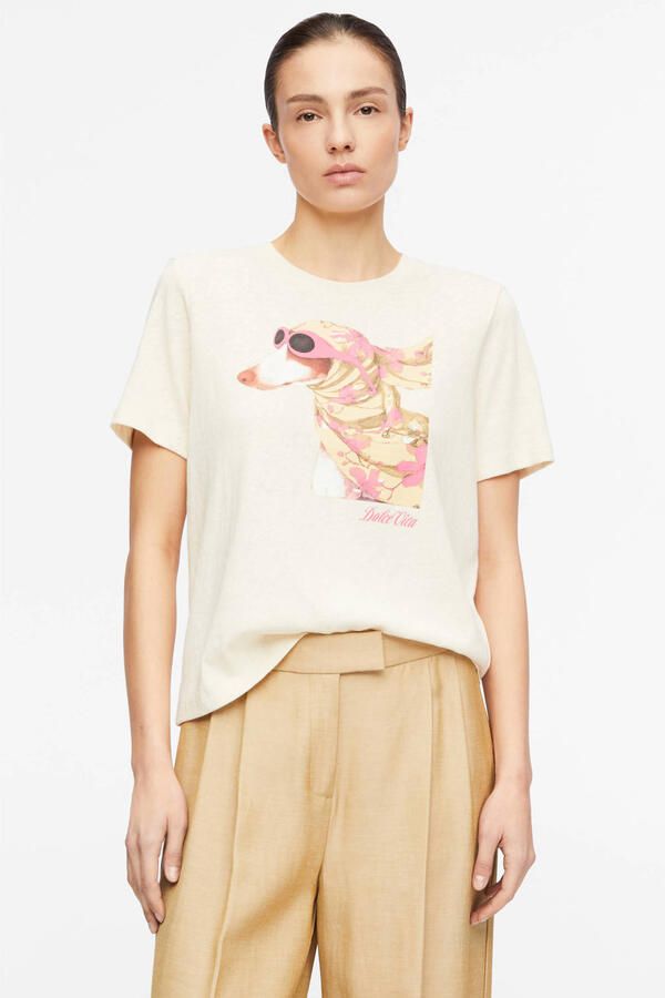 Comma T-shirt met dierenprint wit