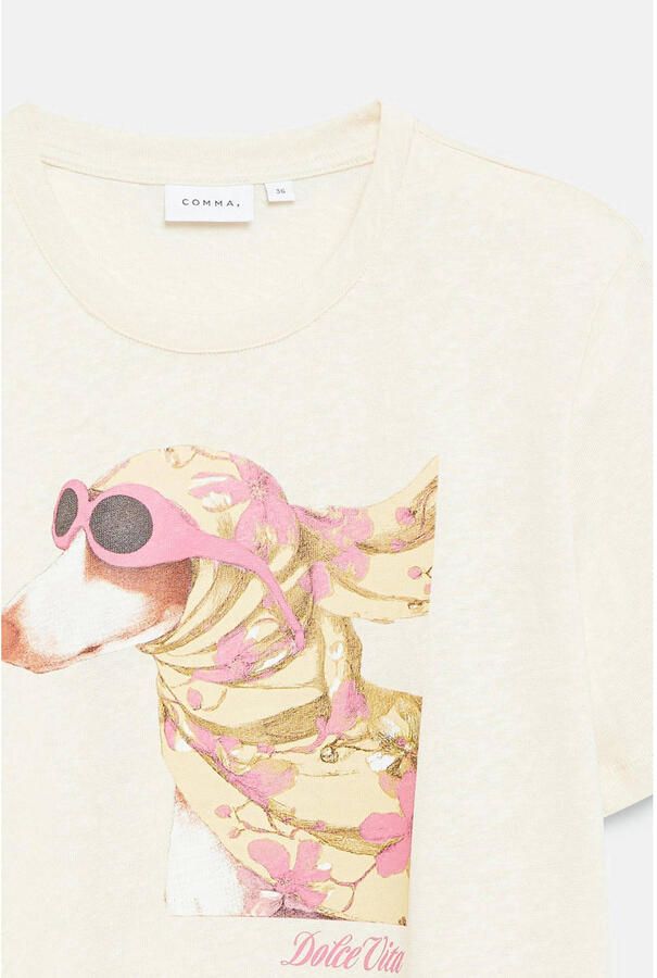 Comma T-shirt met dierenprint wit - Foto 2