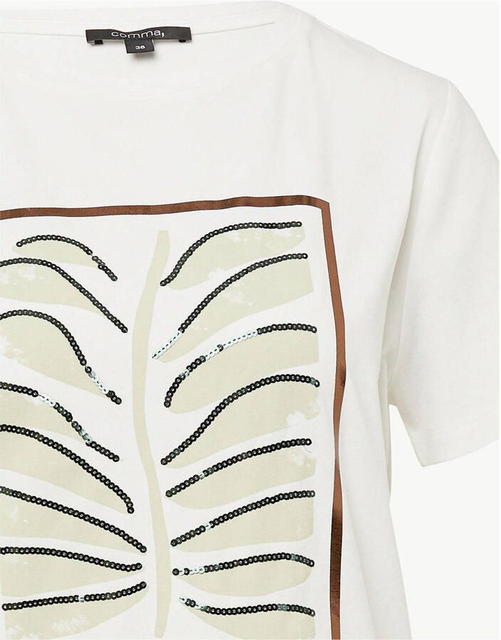 Comma T-shirt met pailletten en ronde hals
