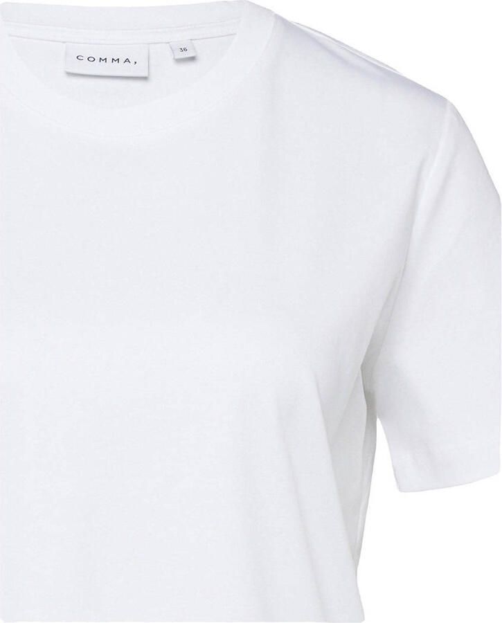 Comma T-shirt met geribde ronde hals - Foto 3