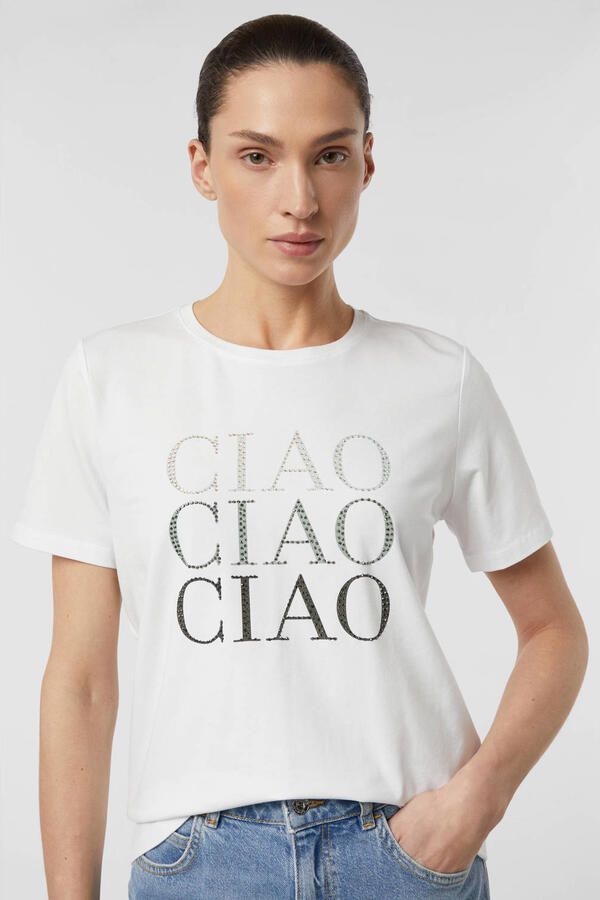 Comma T-shirt met print en siersteentjes - Foto 3