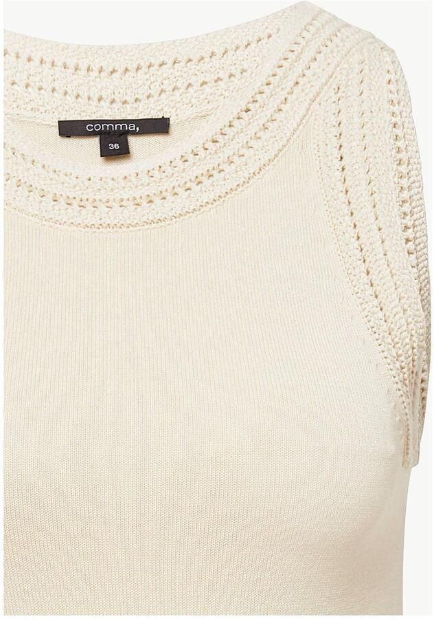 Comma Shirt met ronde hals met breitechnische details