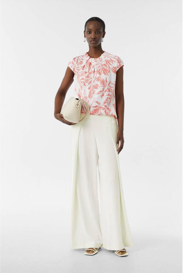 Comma Blouse met korte mouwen met all-over print en gerimpelde halslijn - Foto 3