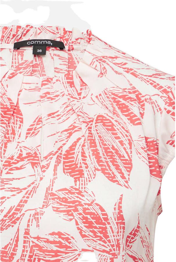 Comma Blouse met korte mouwen met all-over print en gerimpelde halslijn