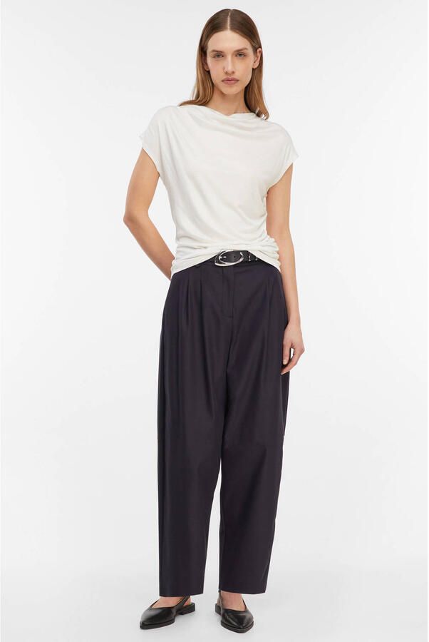 Comma T-shirt van viscose met rimpels - Foto 2