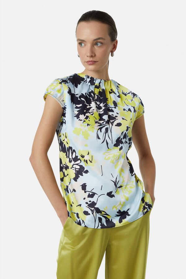 Comma Slim fit blouseshirt met druppelvormige hals - Foto 3