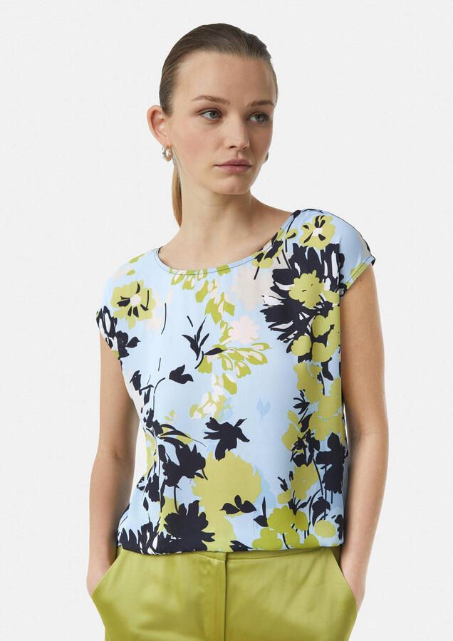 Comma T-shirt van viscosemix met ronde hals - Foto 3