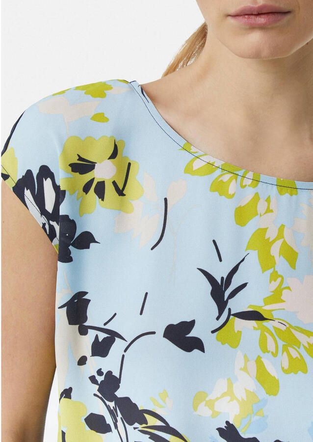 Comma T-shirt van viscosemix met ronde hals