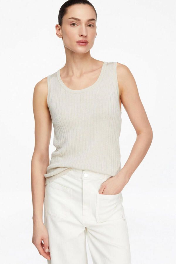 Comma top met glitter beige