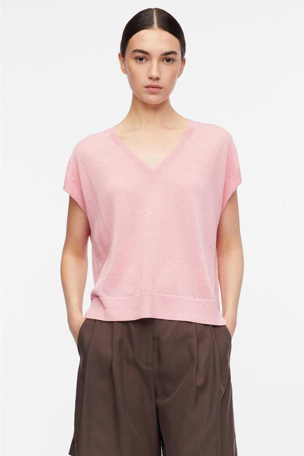 Comma Gebreid shirt van linnenmix met V-hals