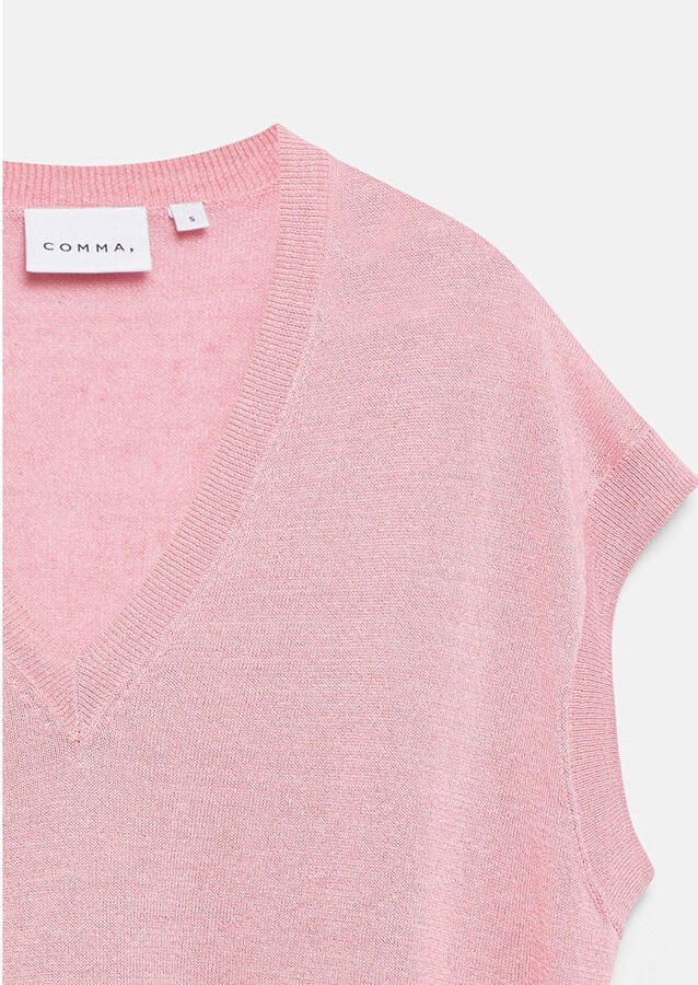 Comma Gebreid shirt van linnenmix met V-hals - Foto 3