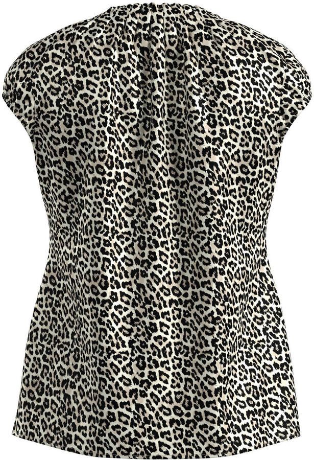 Comma Blouse met korte mouwen met plooien en dierenprint - Foto 3