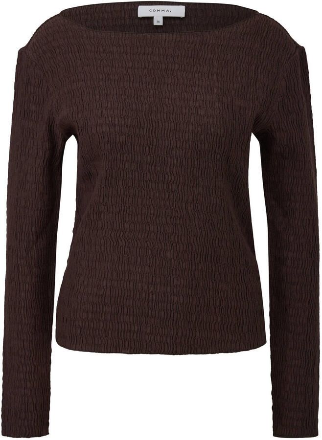 Comma top met smockwerk donkerbruin - Foto 2