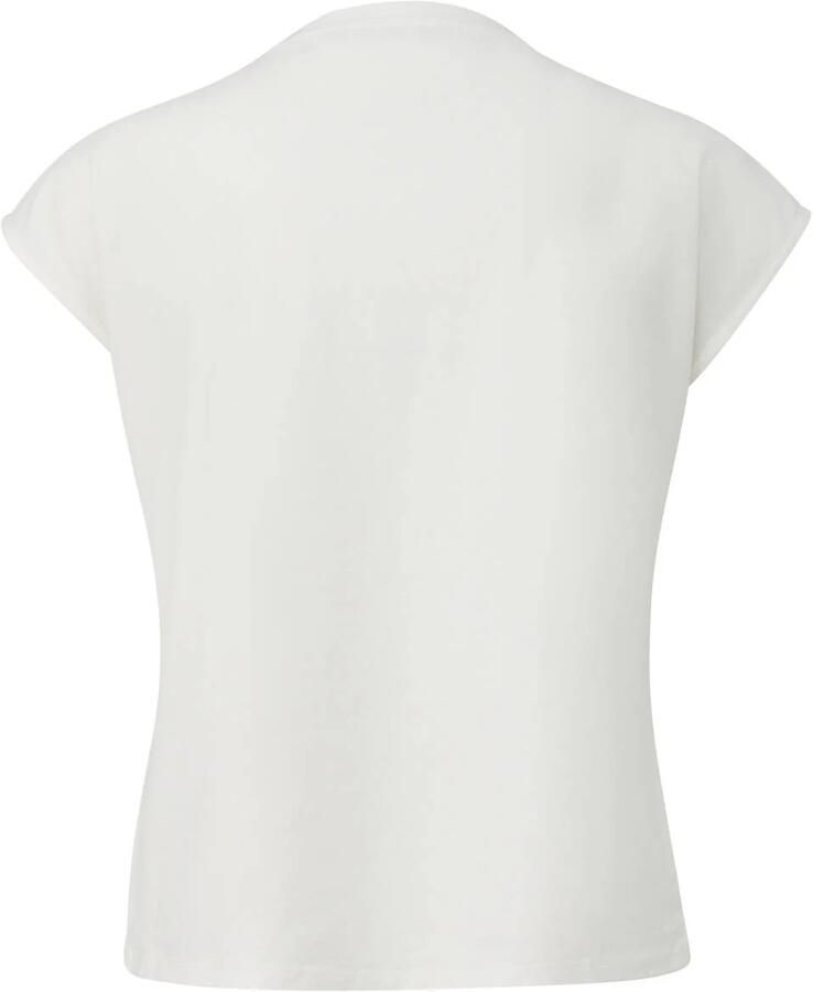 Comma T-shirt met geribde ronde hals - Foto 3