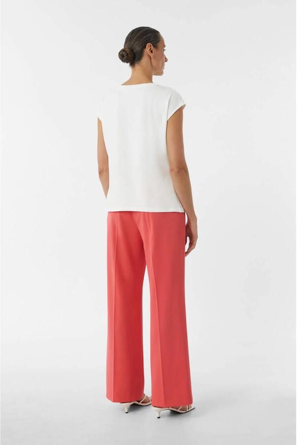 Comma T-shirt met geribde ronde hals - Foto 2