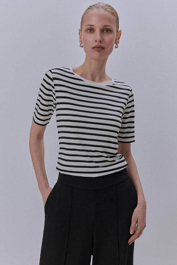 Comma T-shirt met streepmotief