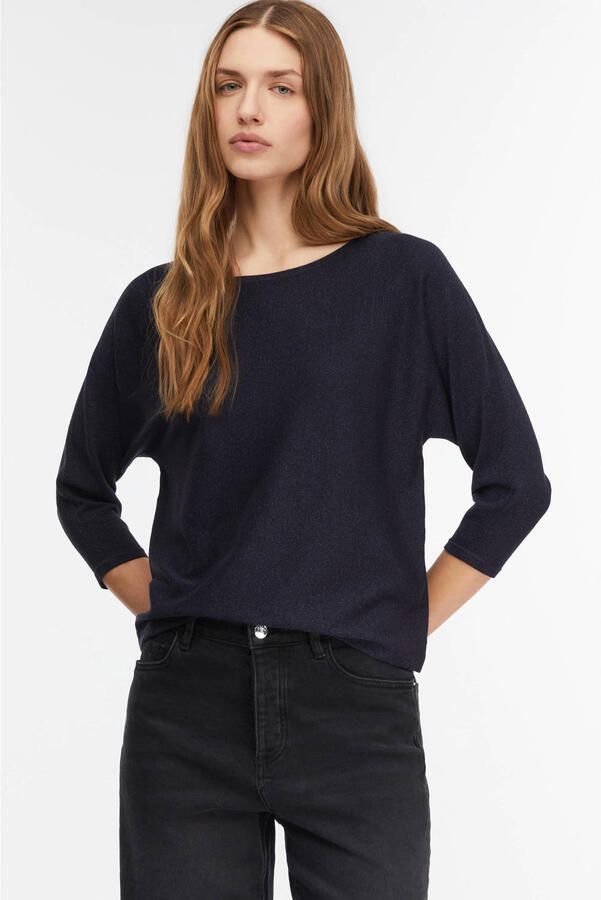 Comma Pullover van effectgaren met 3 4-mouw