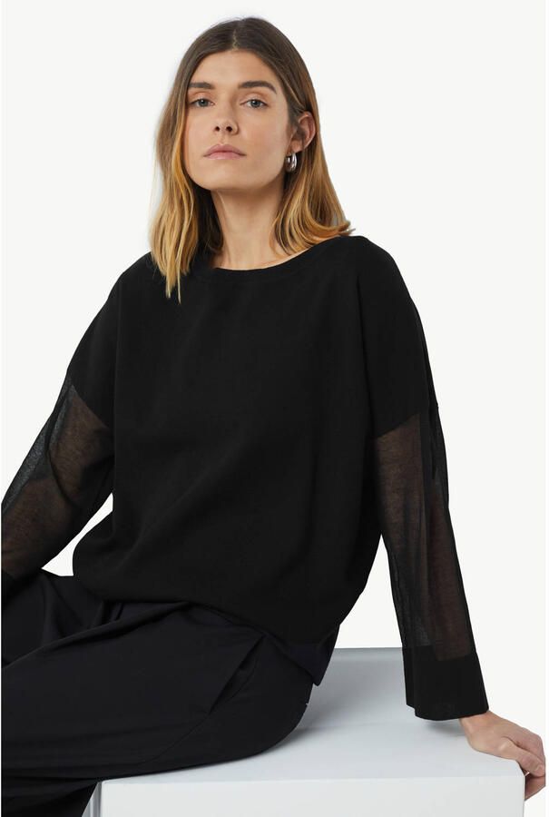 Comma Relaxed Fit Lichtgewicht Gebreide Trui Black Dames
