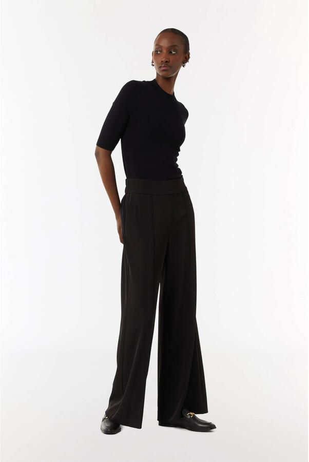 Comma Wide leg stoffen broek met vaste persplooien - Foto 2