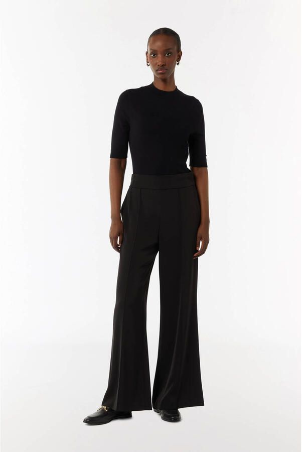 Comma Wide leg stoffen broek met vaste persplooien