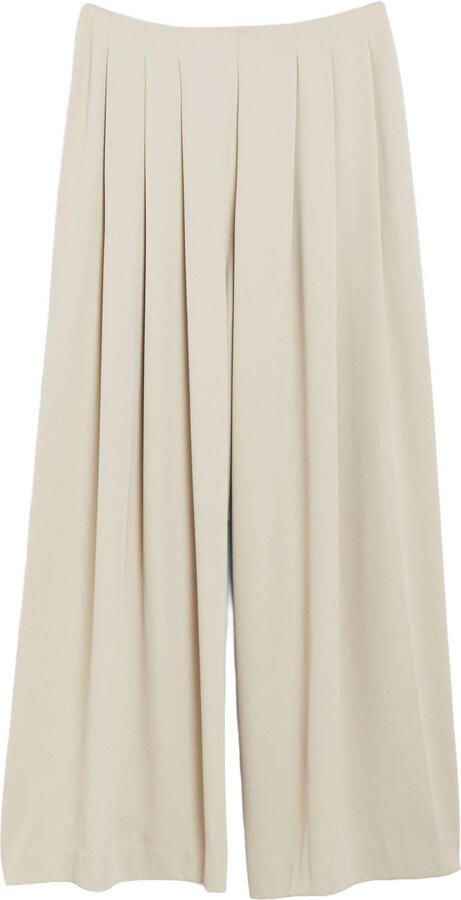 Comma wide leg casual broek met plooien zand