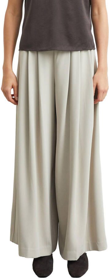 Comma wide leg casual broek met plooien zand