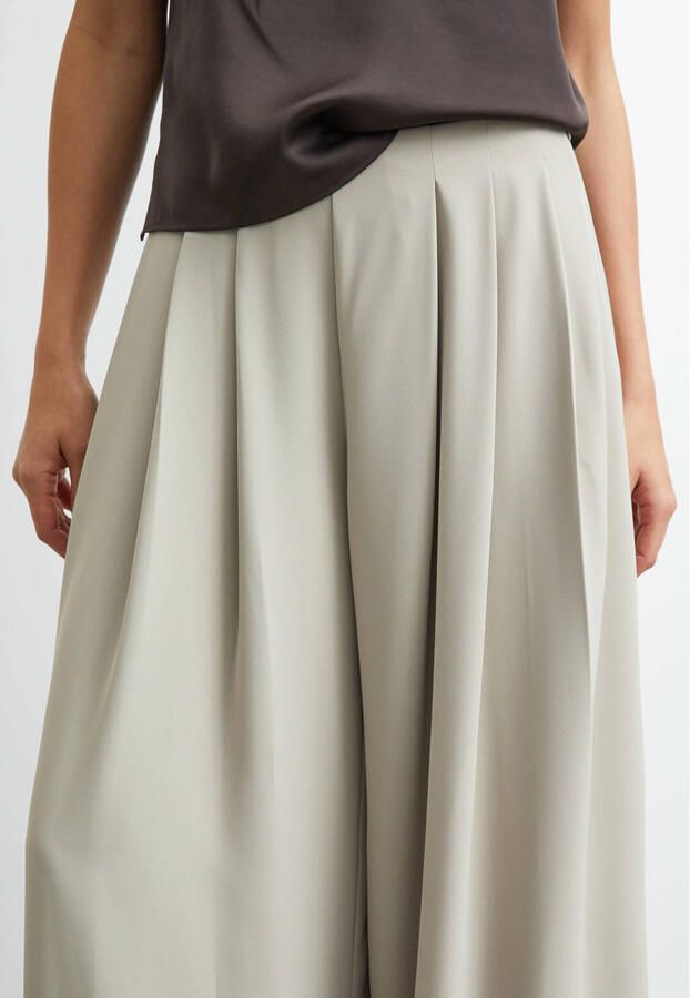 Comma wide leg casual broek met plooien zand - Foto 2