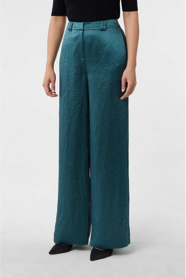 Comma wide leg high waist broek petrol
