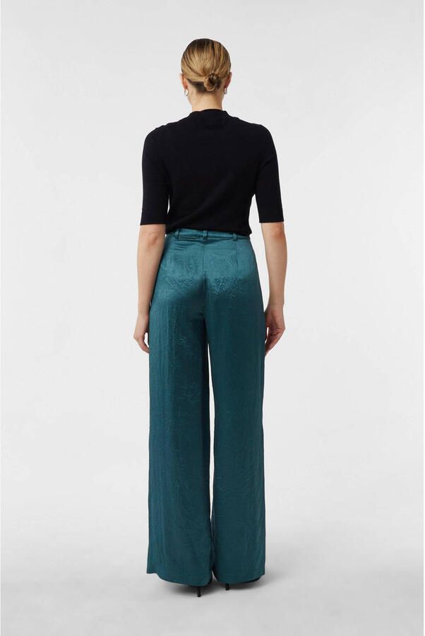 Comma wide leg high waist broek petrol - Foto 3