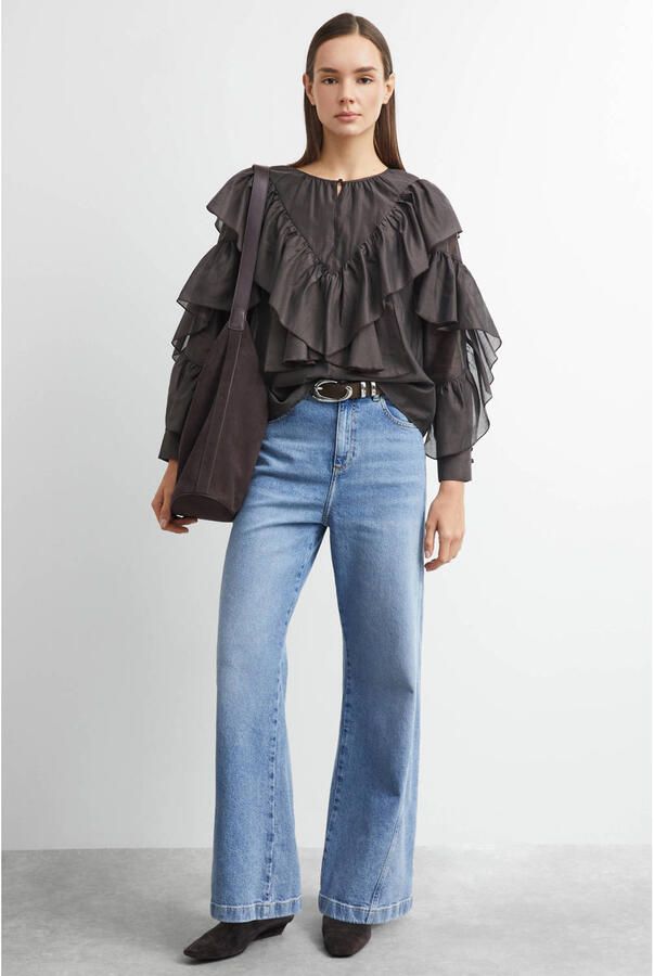 Comma wide leg jeans lichtblauw