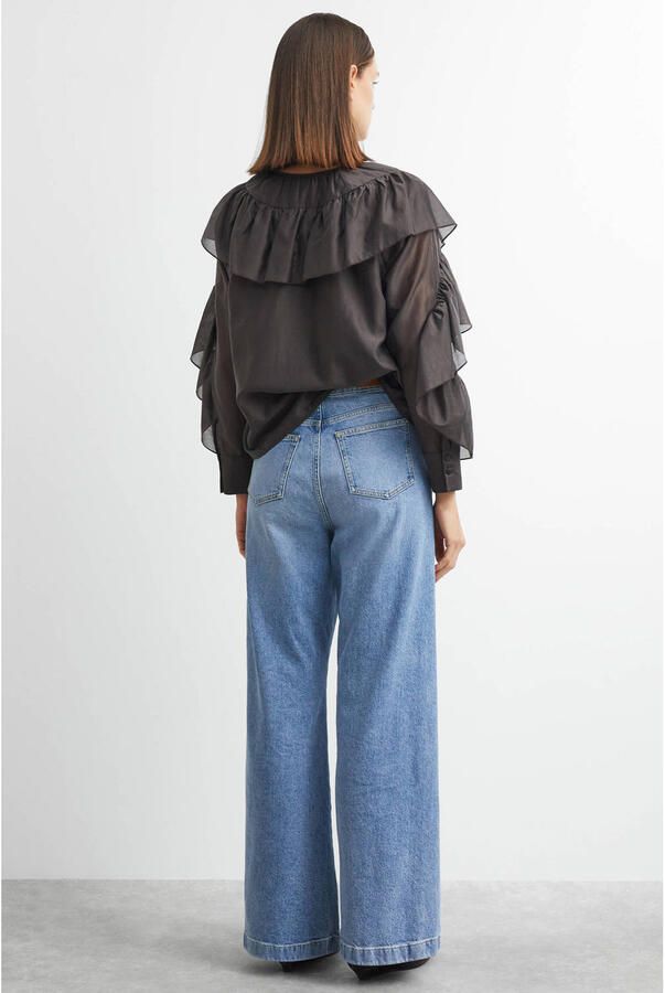 Comma wide leg jeans lichtblauw - Foto 3