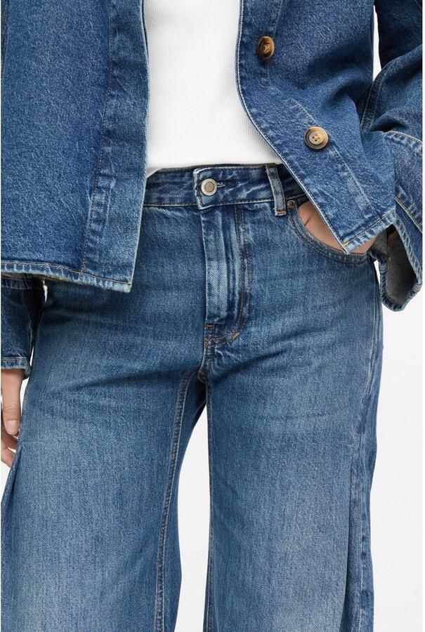 Comma wide leg jeans mediumblauw