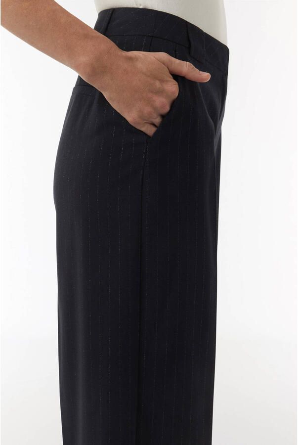 Comma Gestreepte broek met subtiel Lurex garen Blue Dames