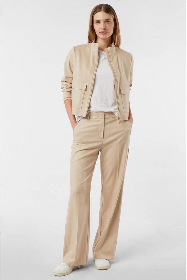 Comma wide leg regular waist broek beige