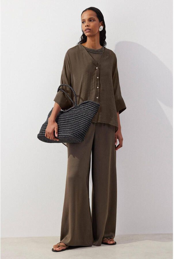 Comma Relaxed fit stoffen broek met elastische band - Foto 2