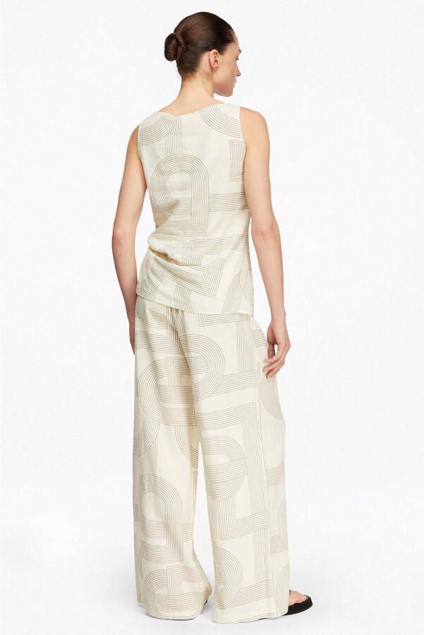 Comma wide leg regular waist palazzo broek met linnen ecru - Foto 2