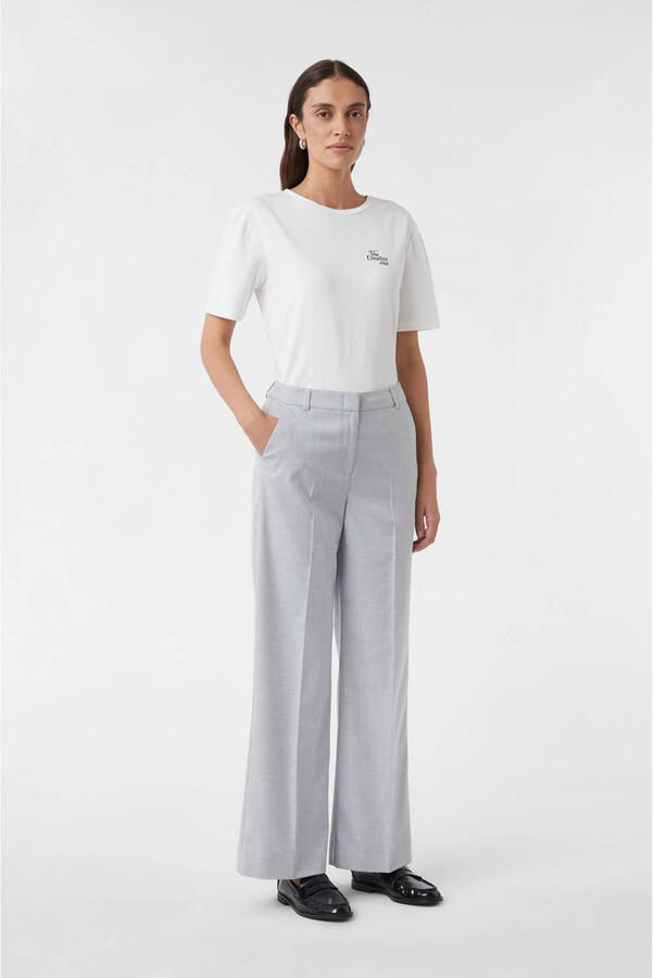 Comma wide leg regular waist pantalon lichtgrijs - Foto 2
