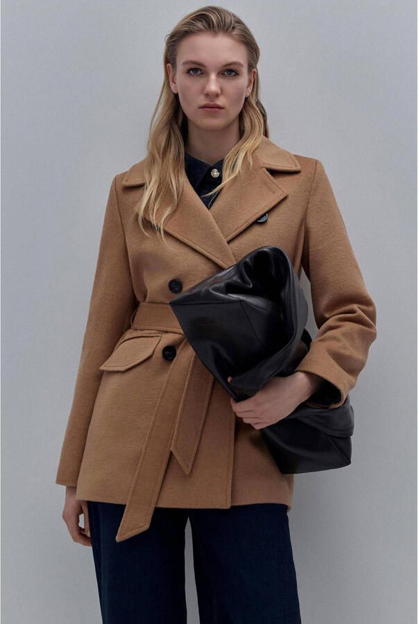 Comma wollen trenchcoat beige