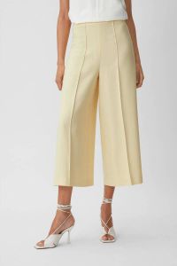 Comma cropped high waist loose fit culotte lichtgeel